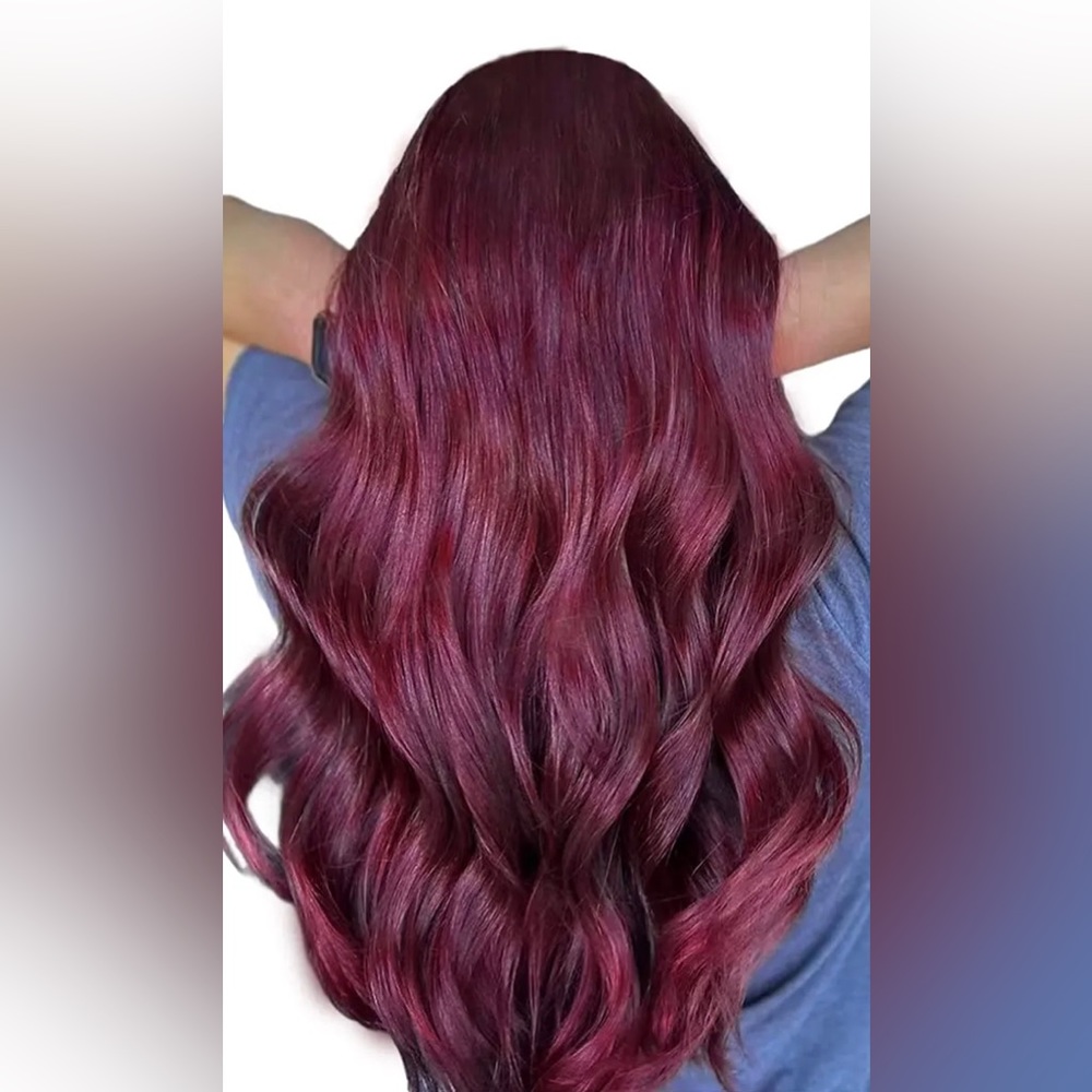 Burgundy I tip hair extensions